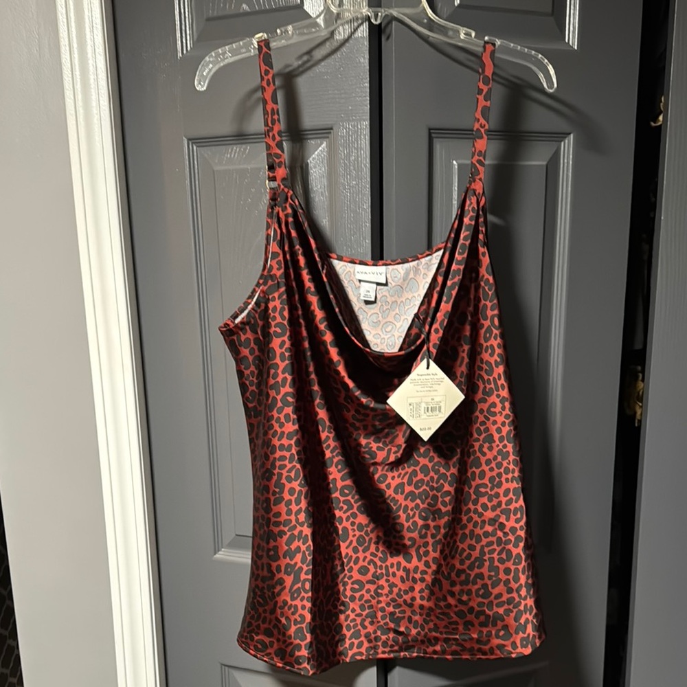 Leopard Print Cowl Neck Top